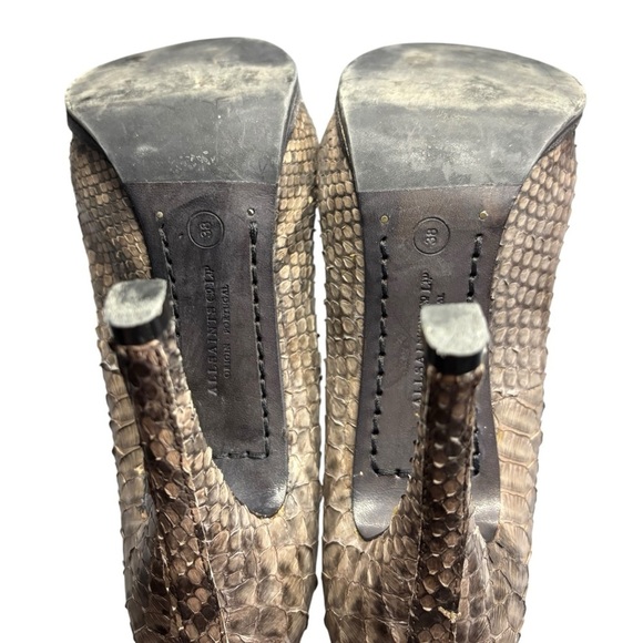 All Saints Women’s Taupe Bronze Faux Snakeskin Stiletto Heels Sz 7.5 | 3266 - Picture 6 of 10